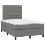 sötétszürke szövet rugós és LED-es ágy matraccal 120x190 cm