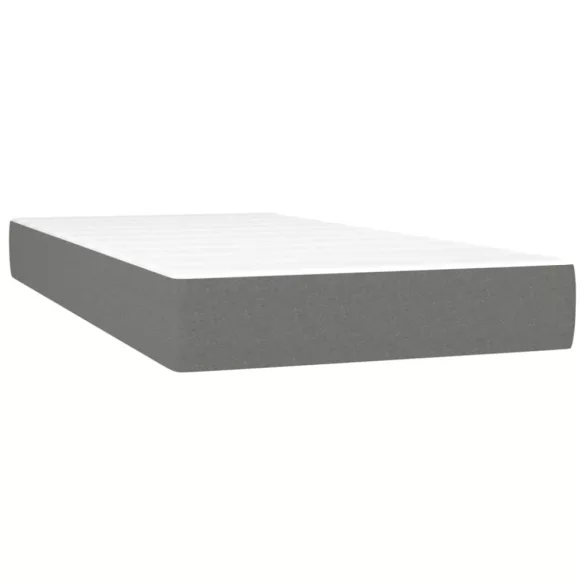 sötétszürke szövet rugós és LED-es ágy matraccal 120x190 cm