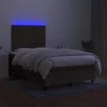 fekete szövet rugós és LED-es ágy matraccal 120x190 cm