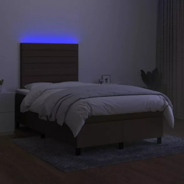fekete szövet rugós és LED-es ágy matraccal 120x190 cm