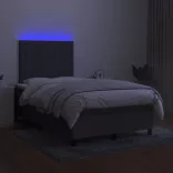 sötétszürke szövet rugós és LED-es ágy matraccal 120x190 cm