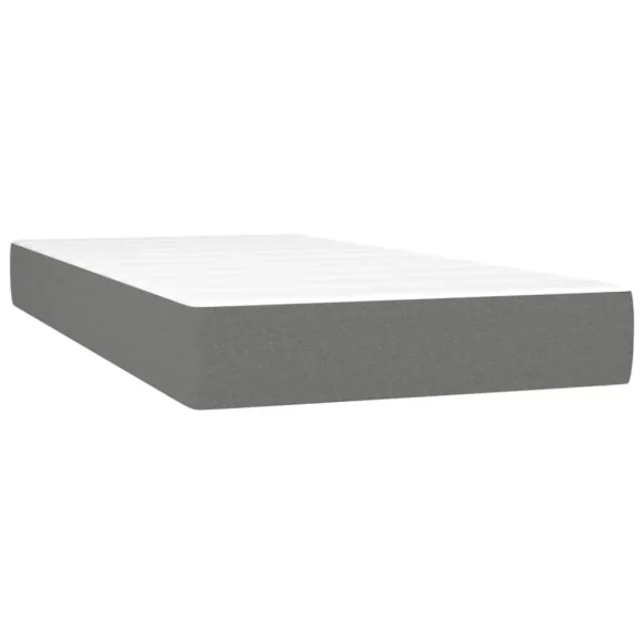 sötétszürke szövet rugós és LED-es ágy matraccal 120x190 cm