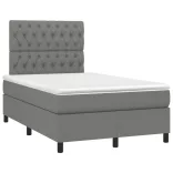 sötétszürke szövet rugós és LED-es ágy matraccal 120x190 cm