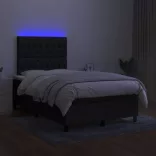 fekete szövet rugós és LED-es ágy matraccal 120x190 cm