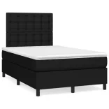fekete szövet rugós és LED-es ágy matraccal 120x190 cm
