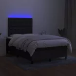 fekete szövet rugós és LED-es ágy matraccal 120x190 cm
