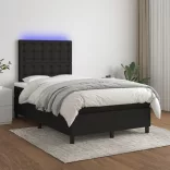 fekete szövet rugós és LED-es ágy matraccal 120x190 cm