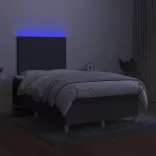 sötétszürke szövet rugós és LED-es ágy matraccal 120x190 cm