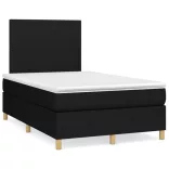 fekete szövet rugós és LED-es ágy matraccal 120x190 cm