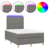 sötétszürke szövet rugós és LED-es ágy matraccal 120x190 cm