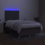 sötétszürke szövet rugós és LED-es ágy matraccal 120x190 cm