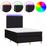 fekete szövet rugós és LED-es ágy matraccal 120x190 cm