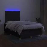 fekete szövet rugós és LED-es ágy matraccal 120x190 cm