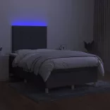 sötétszürke szövet rugós és LED-es ágy matraccal 120x190 cm