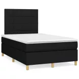 fekete szövet rugós és LED-es ágy matraccal 120x190 cm