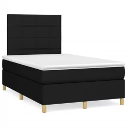 fekete szövet rugós és LED-es ágy matraccal 120x190 cm