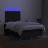 fekete szövet rugós és LED-es ágy matraccal 120x190 cm