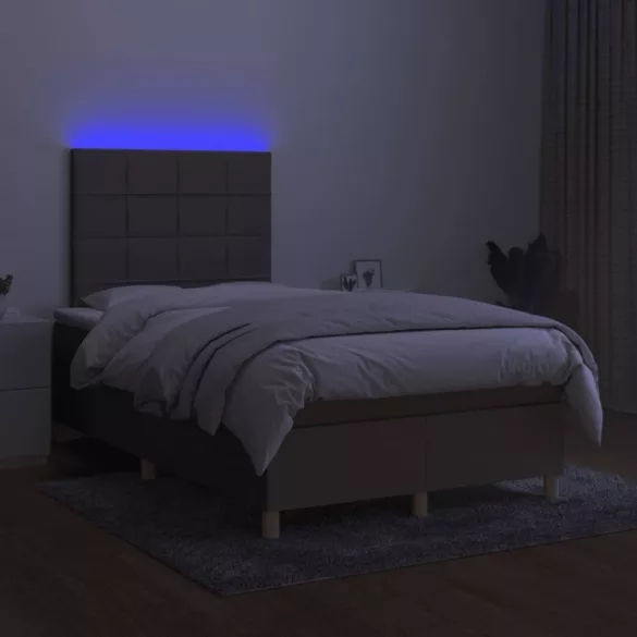 tópszínű szövet rugós és LED-es ágy matraccal 120x190cm