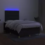 fekete szövet rugós és LED-es ágy matraccal 120x190 cm