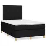 fekete szövet rugós és LED-es ágy matraccal 120x190 cm