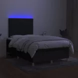 fekete szövet rugós és LED-es ágy matraccal 120x190 cm