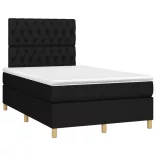 fekete szövet rugós és LED-es ágy matraccal 120x190 cm