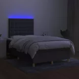 sötétszürke szövet rugós és LED-es ágy matraccal 120x190 cm