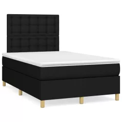 fekete szövet rugós és LED-es ágy matraccal 120x190 cm