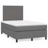 szürke műbőr rugós és LED-es ágy matraccal 120x190 cm