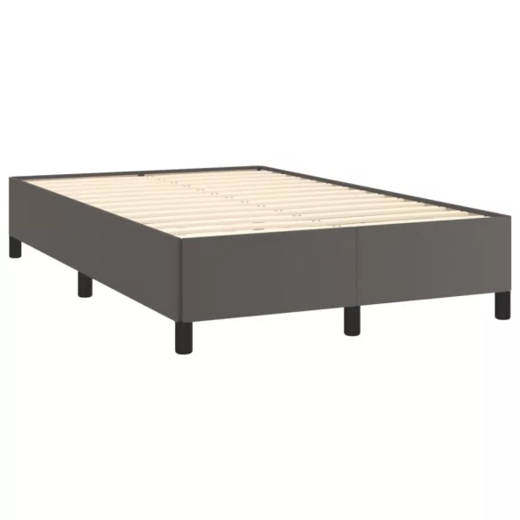 szürke műbőr rugós és LED-es ágy matraccal 120x190 cm