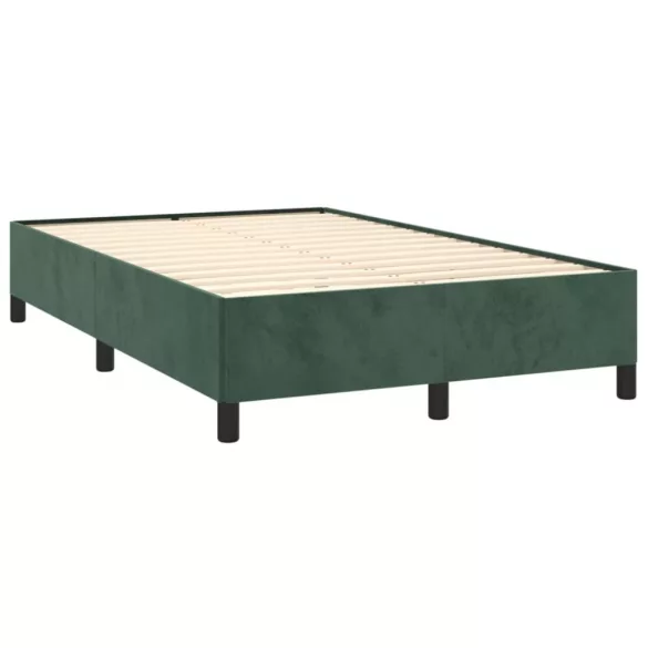 sötétzöld bársony rugós és LED-es ágy matraccal 120x190 cm