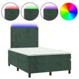 sötétzöld bársony rugós és LED-es ágy matraccal 120x190 cm