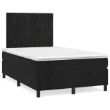 fekete bársony rugós és LED-es ágy matraccal 120x190 cm
