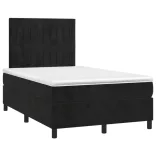 fekete bársony rugós és LED-es ágy matraccal 120x190 cm