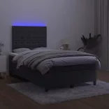 fekete bársony rugós és LED-es ágy matraccal 120x190 cm