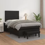 fekete műbőr rugós ágy matraccal 120x190 cm