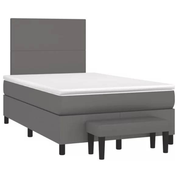 szürke műbőr rugós ágy matraccal 120x190 cm