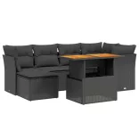 7 részes fekete polyrattan kerti ülőgarnitúra párnával