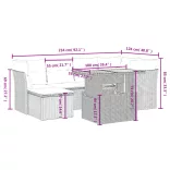 7 részes fekete polyrattan kerti ülőgarnitúra párnával