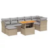 8 részes bézs polyrattan kerti ülőgarnitúra párnával