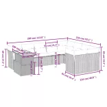 10 részes szürke polyrattan kerti ülőgarnitúra párnákkal