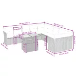 11 részes szürke polyrattan kerti ülőgarnitúra párnákkal