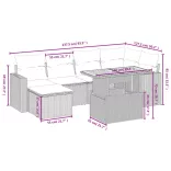 7 részes fekete polyrattan kerti ülőgarnitúra párnával