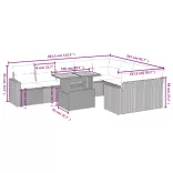 10 részes fekete polyrattan kerti ülőgarnitúra párnákkal