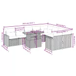 10 részes szürke polyrattan kerti ülőgarnitúra párnákkal