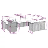 10 részes fekete polyrattan kerti ülőgarnitúra párnákkal