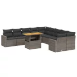 11 részes szürke polyrattan kerti ülőgarnitúra párnákkal