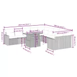 11 részes szürke polyrattan kerti ülőgarnitúra párnákkal