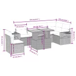 7 részes bézs polyrattan kerti ülőgarnitúra párnákkal