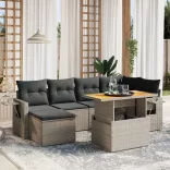 7 részes szürke polyrattan kerti ülőgarnitúra párnákkal